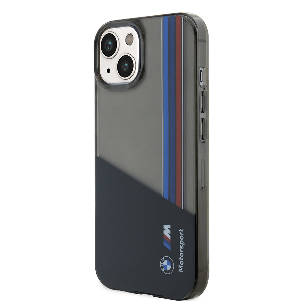 BMW iPhone 15 Orjinal Lisanslı Yarı Transparan M Dizayn Çizgili Telefon Kılıfı BMW iPhone 15 Orjinal Lisanslı Yarı Transparan M Dizayn Çizgili Telefon Kılıfı